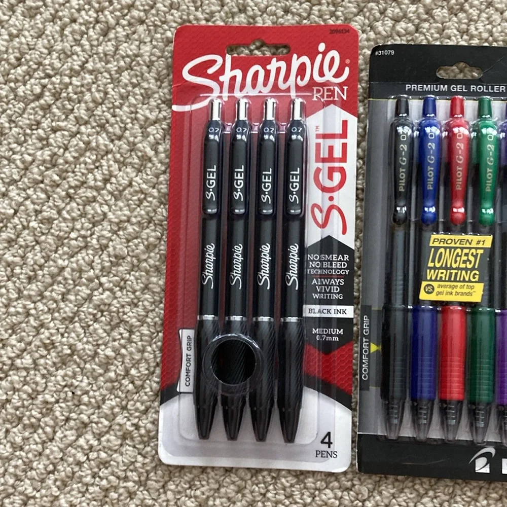 Sharpie and G-2 Pilot Gel Pens 9 Piece Set Black Luxury Multicolored NIB